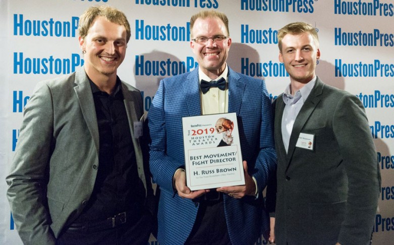 H. Russ Brown, head of the theater department at College of the Mainland receives award for Best Fight Director in the 2019 Houston Press Awards.