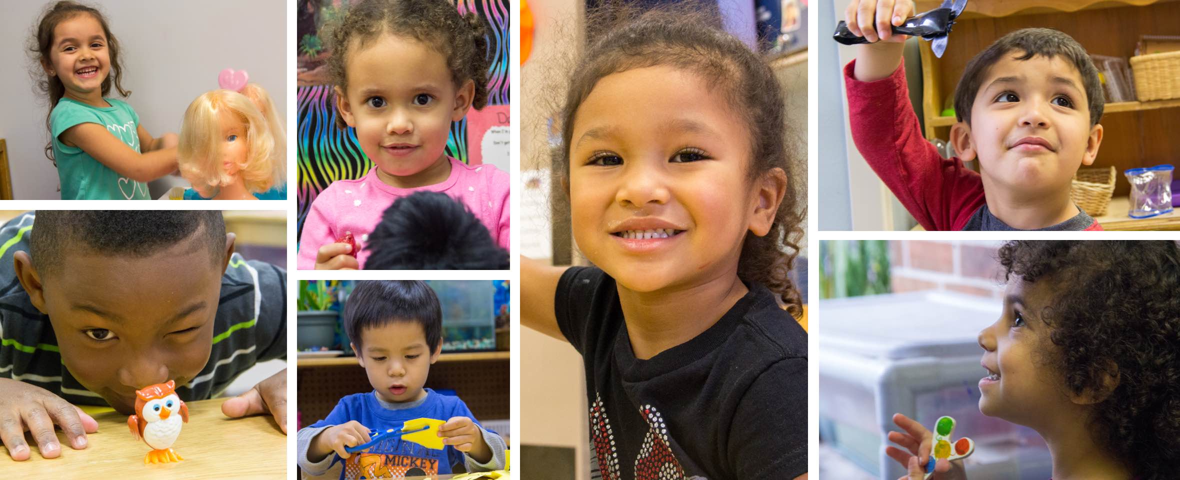 Collage of children playing in the child development lab school
