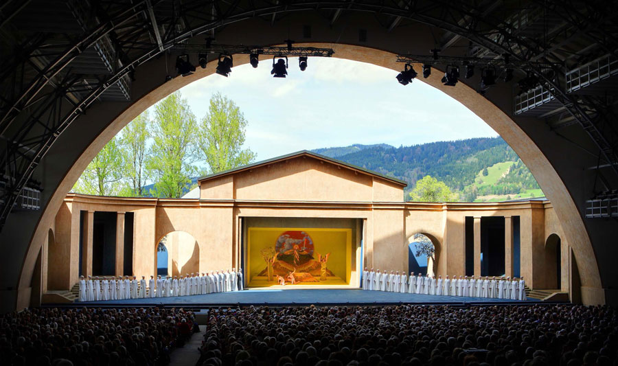 Large amphitheater looking out to a beautiful stage