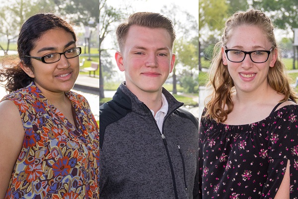 Three College of the Mainland students named to the All-Texas Academic Team include (l-r) Maria Henriquez, David Milling and Breanna Clarke.