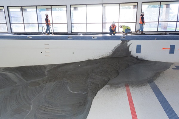 Pool being filled at Physical Education Building