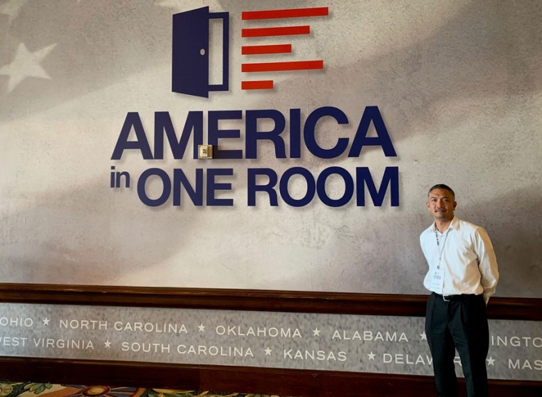 Pictured is Dr. Shinya Wakao at the America in One Room experiment in Dallas, Texas