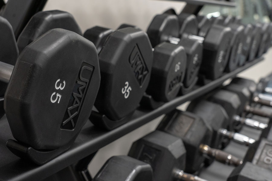 Weight room dumbells